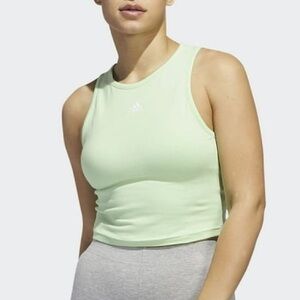 Adidas Essentials Solid Cropped Tank Top in green size XL